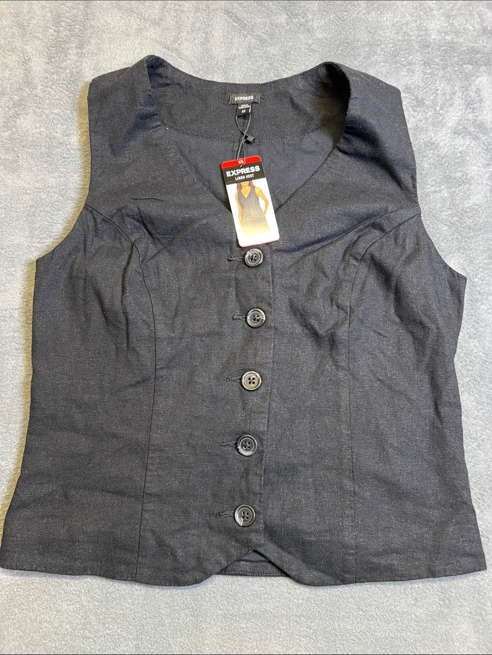 Express Women's Black Button-Front Sleeveless Vest